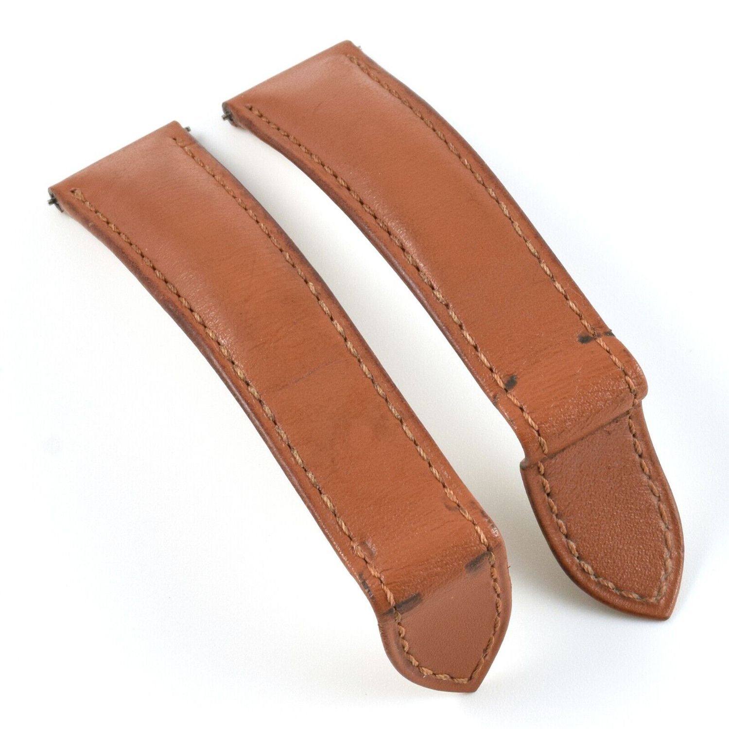Authentic Cartier Tank Solo 3170 ladies watch strap in tan calf leather with 17.5mm lug width tapering to 16mm buckle width