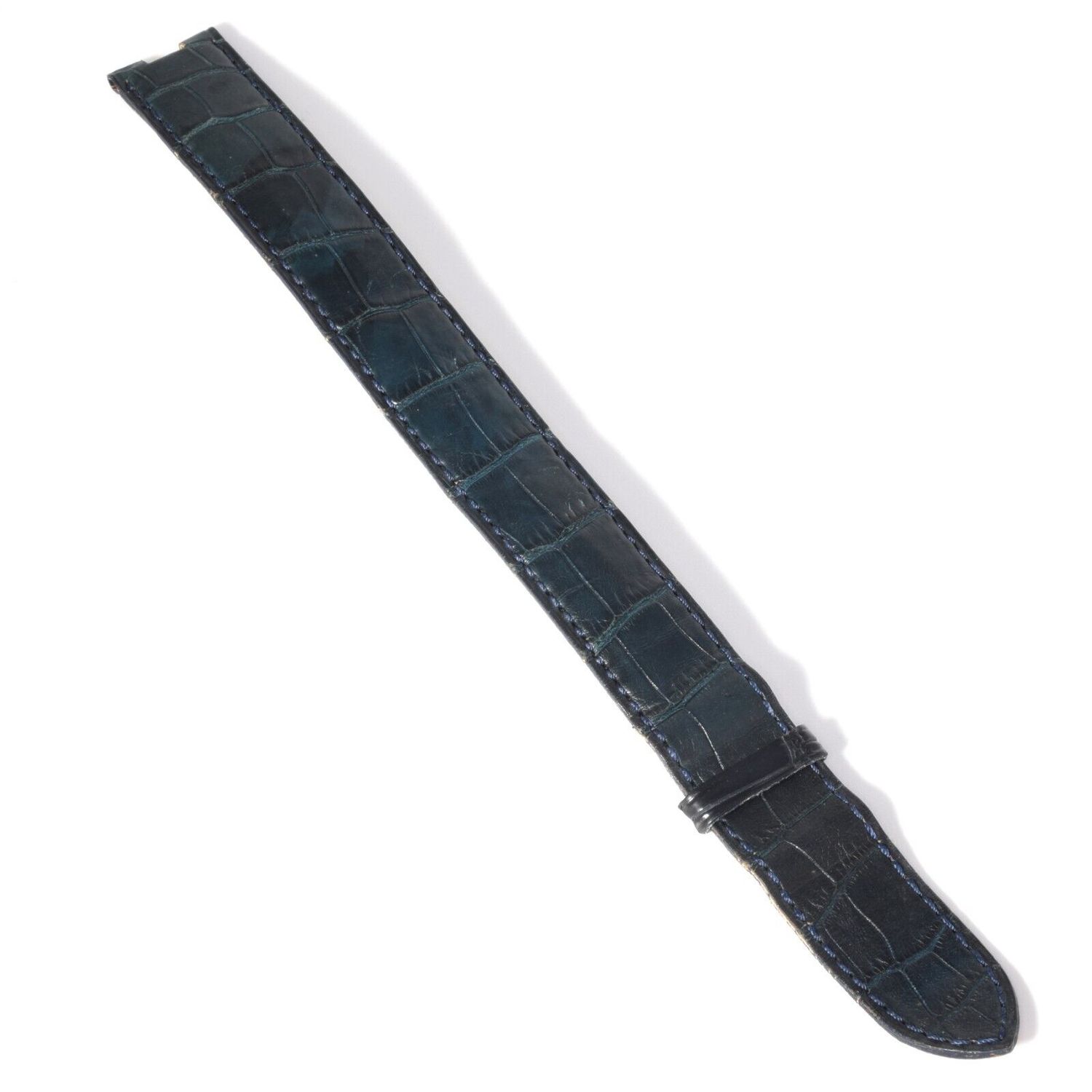 Cartier Vendome Bi-Plan 2220 dark blue genuine alligator leather watch strap with 18mm lug width tapering to 17mm buckle width