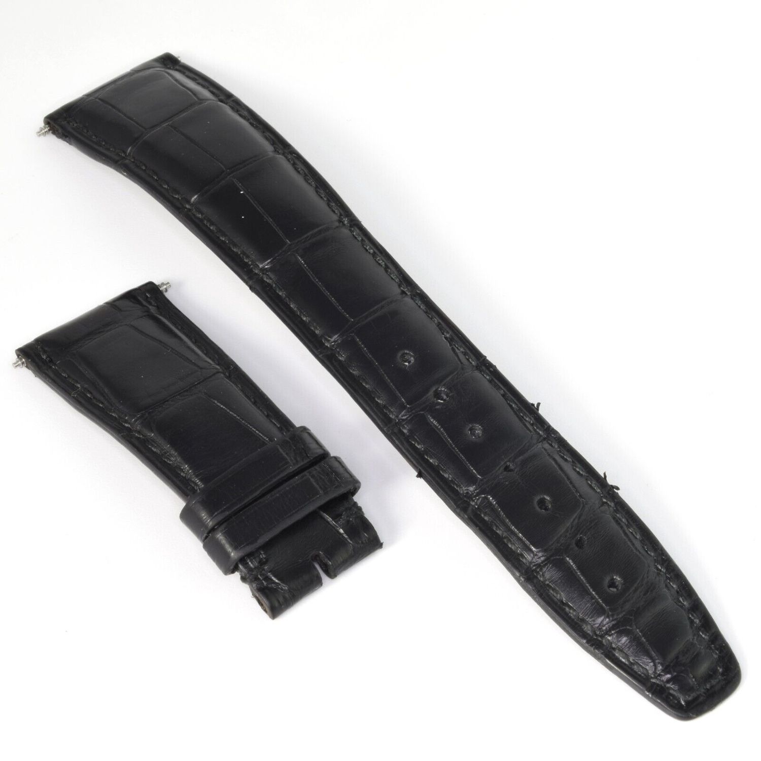 IWC Portugieser Automatic model IW500109 black alligator leather watch strap with a lug width of 22mm tapering to 18mm