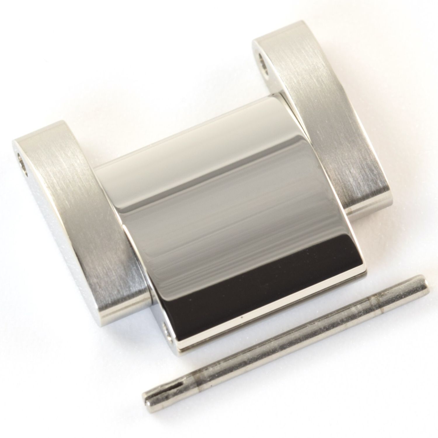Longines HydroConquest 17mm steel watch bracelet link with brushed sides and polished centre shown with original connecting pin