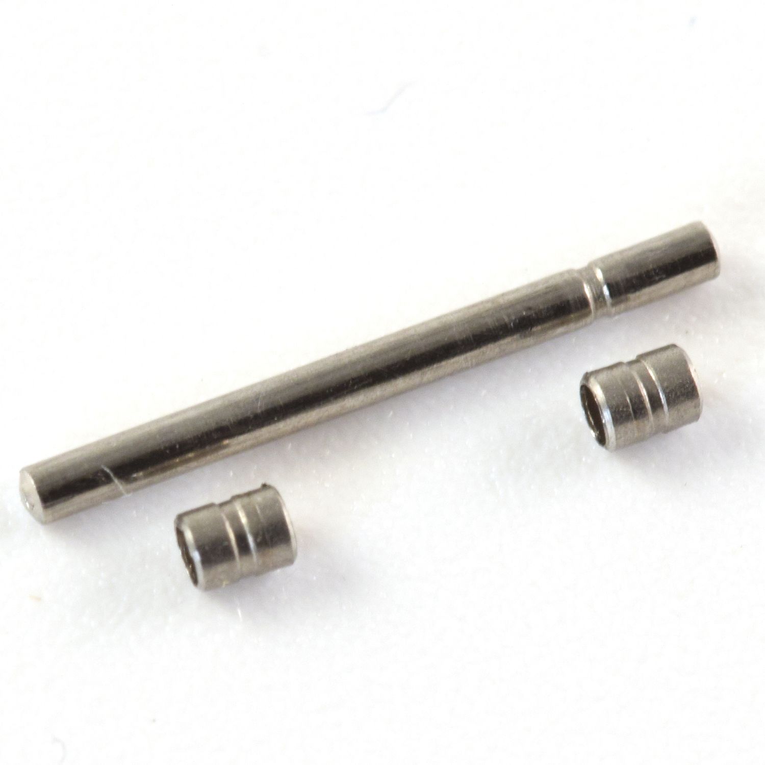 new stainless steel pin and two tubes for Omega ladies De Ville Prestige watch shown on white background