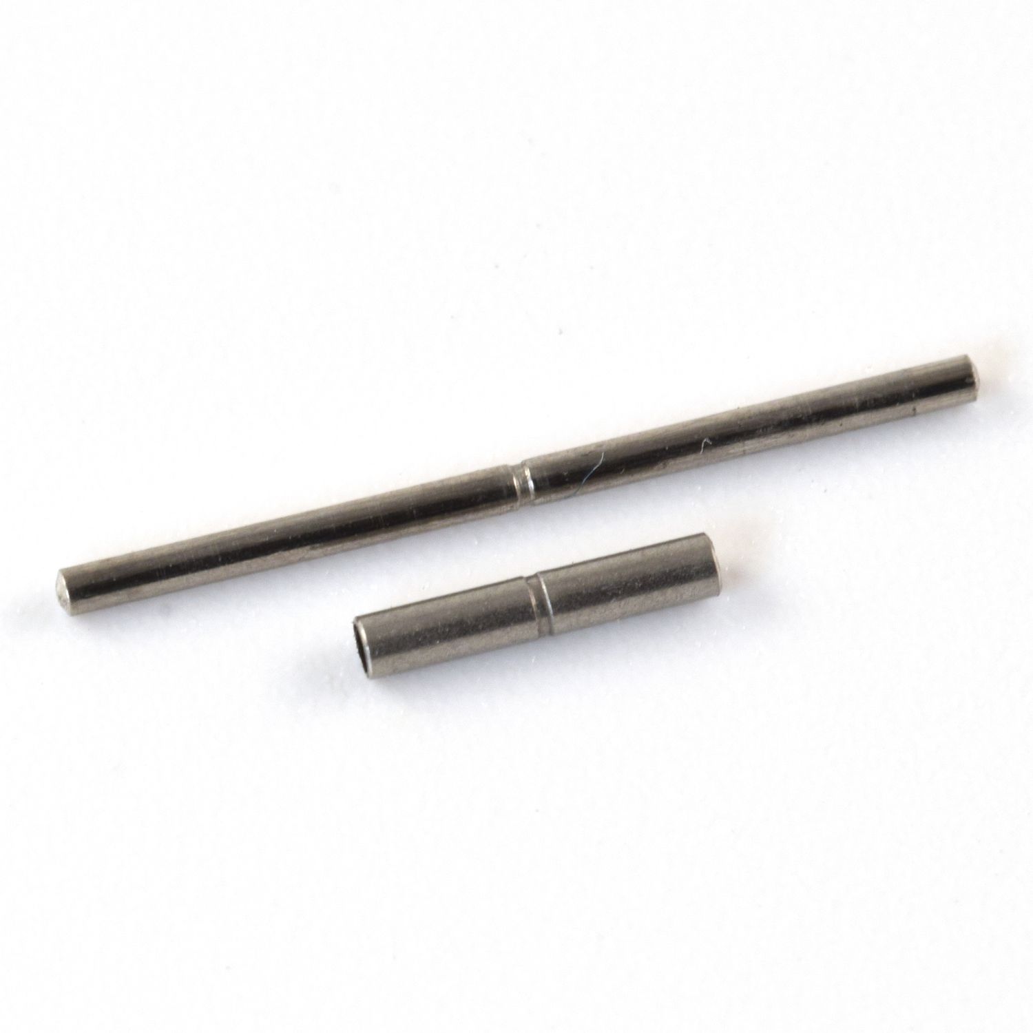 Stainless steel Omega Seamaster clasp pin and tube set shown on white background