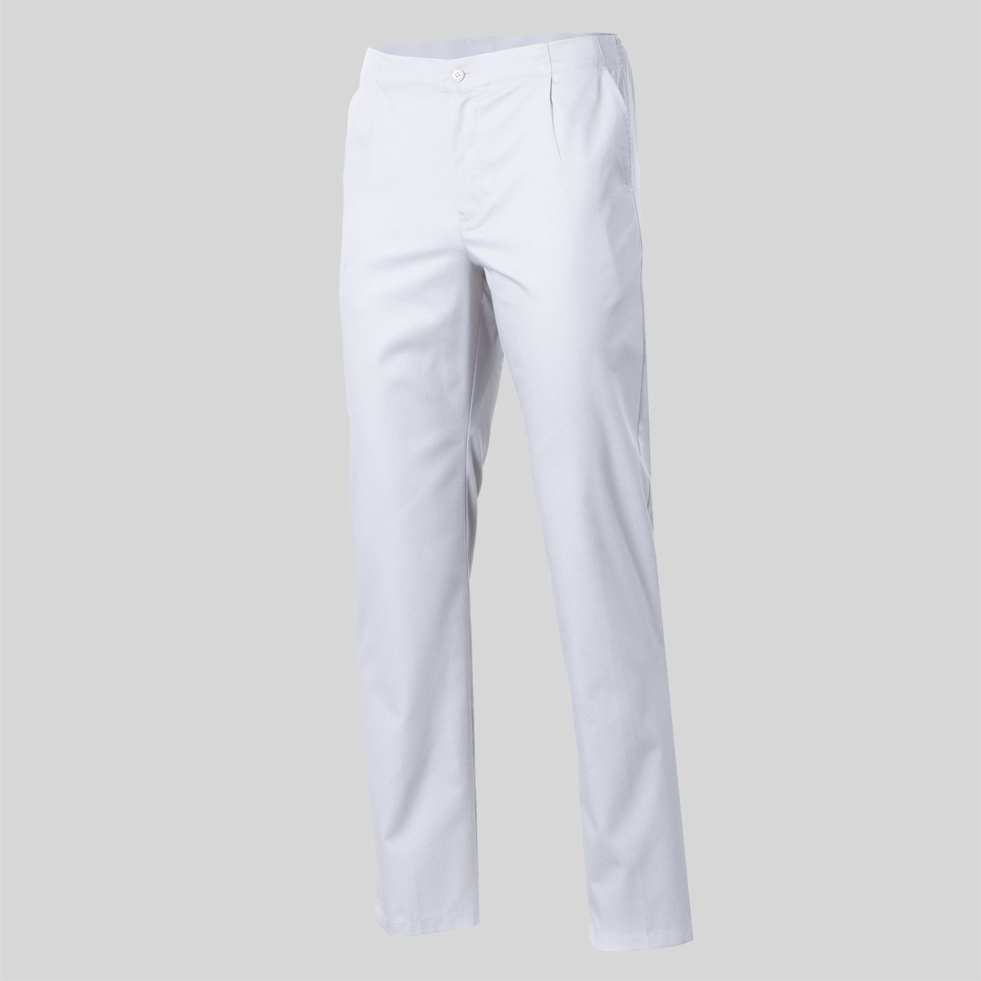 Pantalon Sanitario Unisex sarga blanco Cremallera y Bolsillos