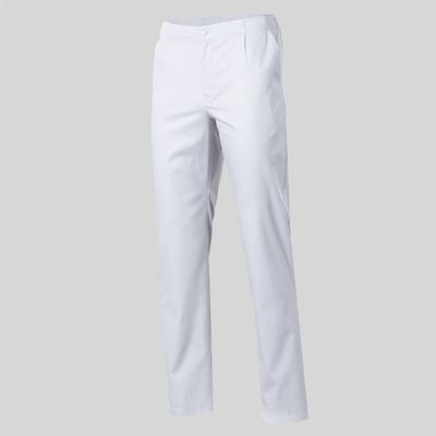 Pantalon Sanitario Unisex sarga blanco Cremallera y Bolsillos