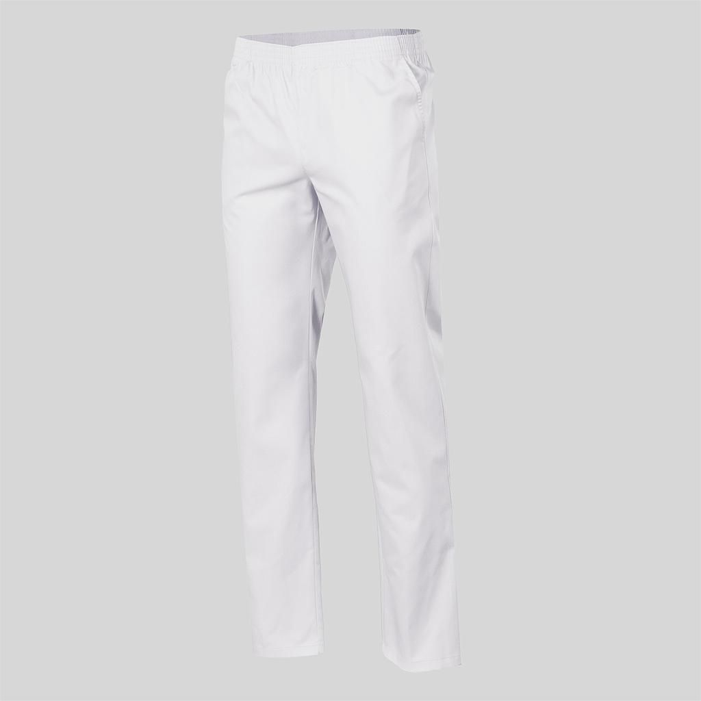 Pantalon Sanitario Unisex sarga Cinturilla goma y bolsillos, blanco