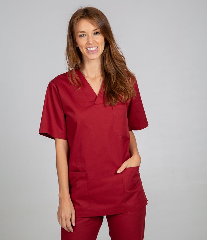 Blusa sanitaria UNISEX manga corta c/ pico color
