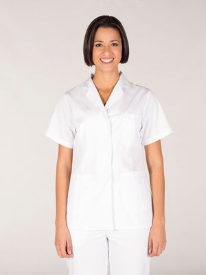 Bata corta chica manga corta blanca sarga