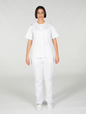 Conjunto sanitario abotonado sarga blanca unisex