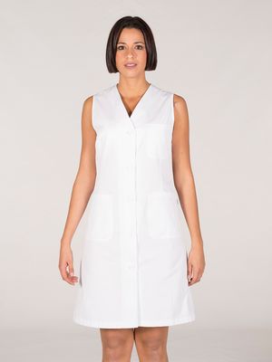 Ga.Bata chica cuello pico sin manga sarga blanca