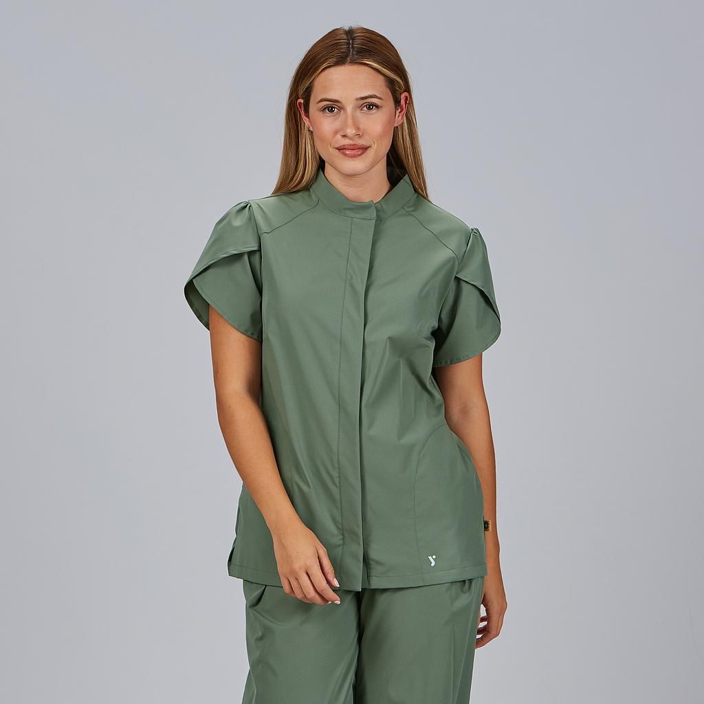 BLUSA MUJER BOTON OCULTO M/C LINA