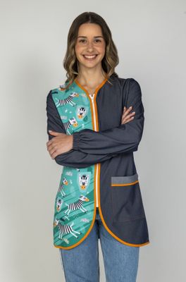 Bata manga larga vaquera cebras