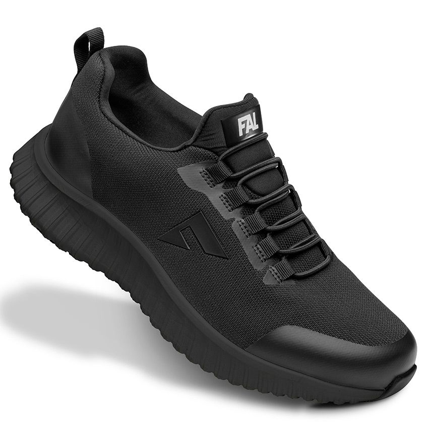 Zapato deportivo negro, mesh hidrofugado.
