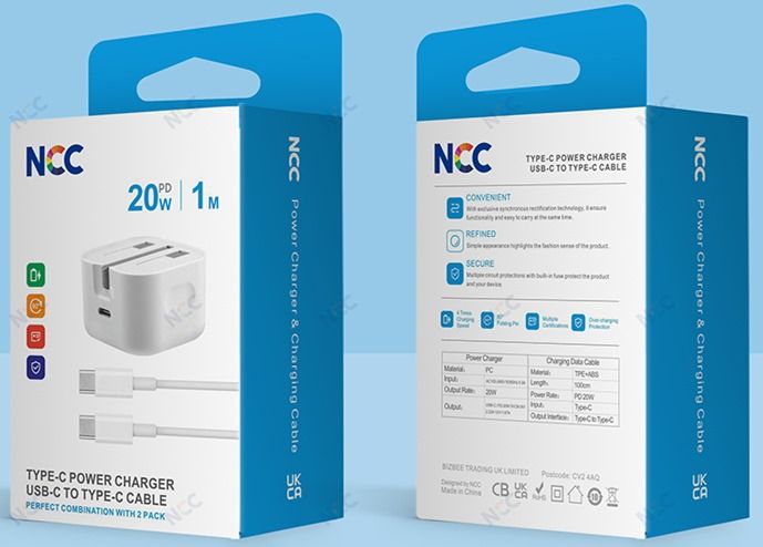 NCC Set 20W Type-C Plug and Type-C to C 1M Cable
