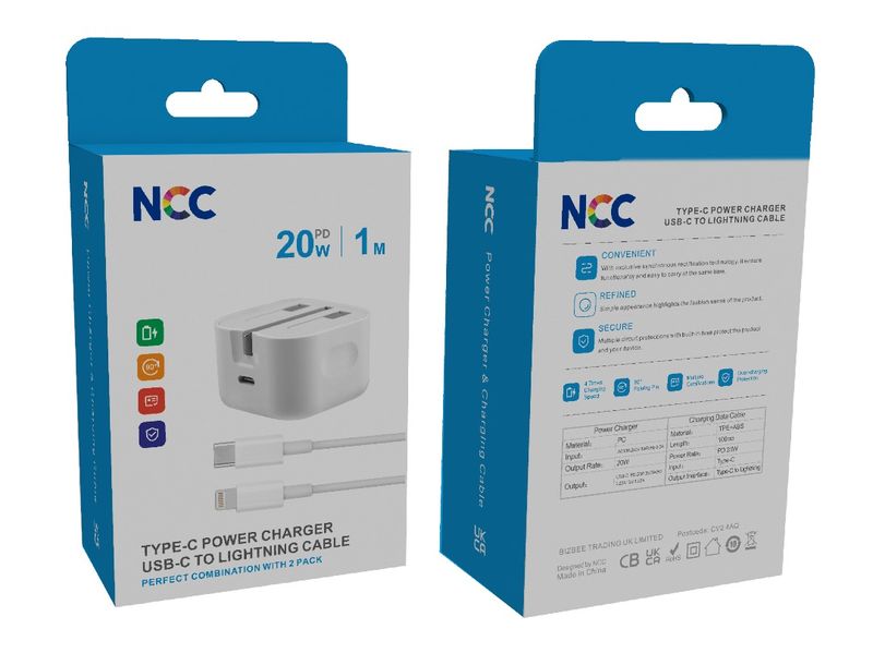 NCC Set 20W Type-C Plug and Type-C to Lightning 1M Cable