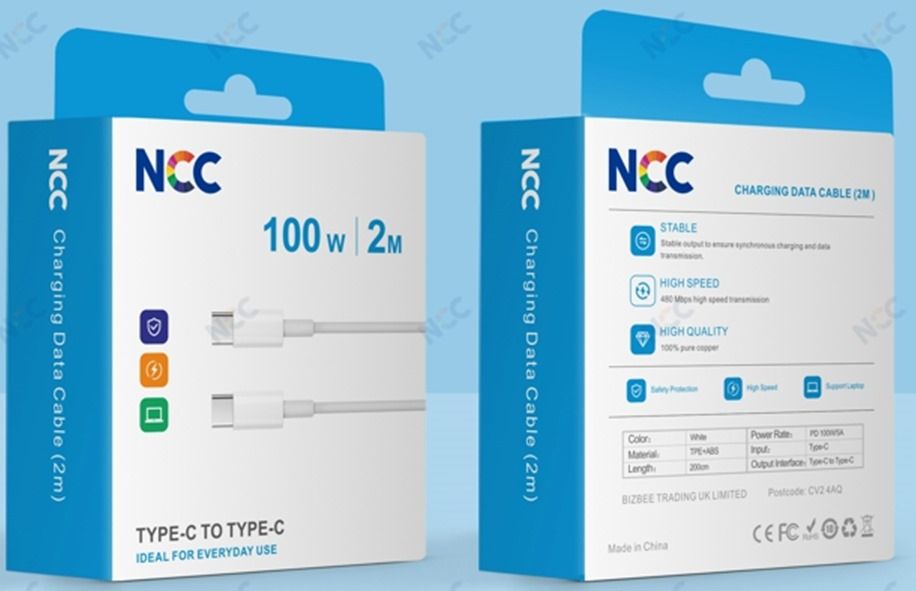 NCC Type-C To C 100W 2M Cable