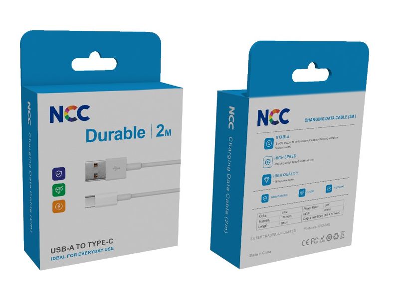 NCC USB-A - Type C 2M Cable
