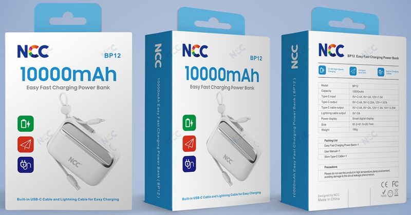 NCC 10,000 MaH Power Bank With Cables