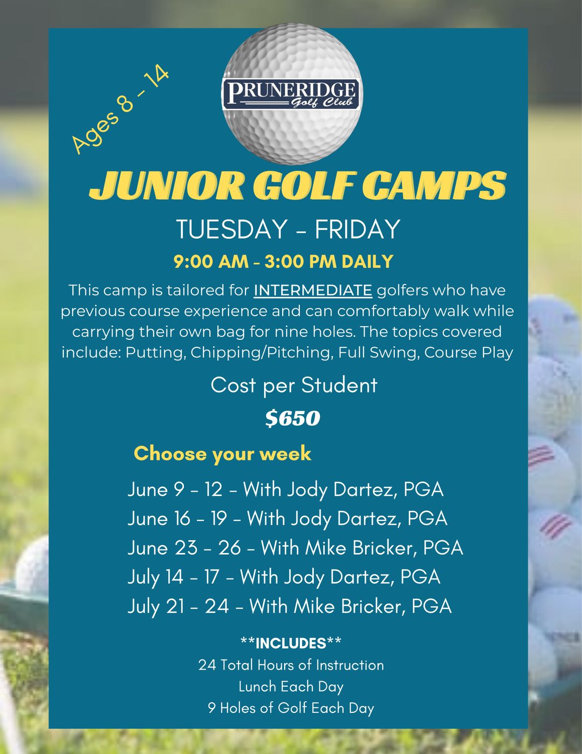 Summer Camp - July 21 - 24, 2026 with Mike Bricker