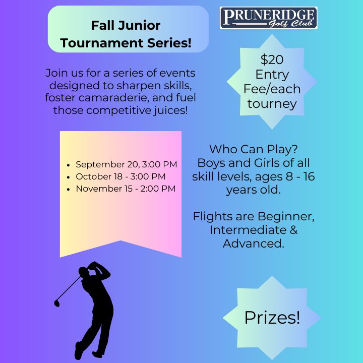 Junior Tournament, Sunday, October 18th, 2026, 3:00pm