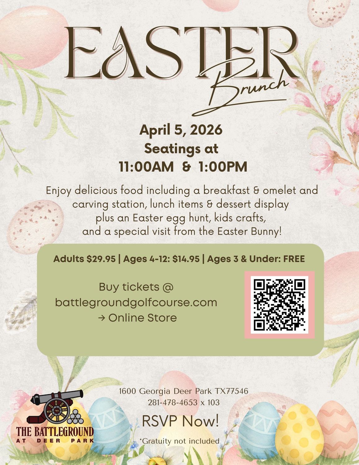 Easter Brunch 2026 11 AM SEATING