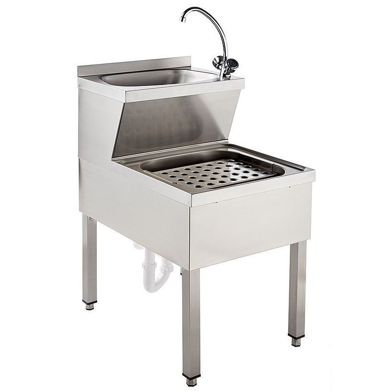 Lave mains inox avec vide-seau