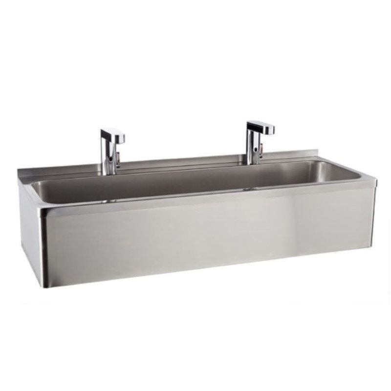 Lave-mains collectif -  Cuve rectangulaire - 2 cols de cygne
