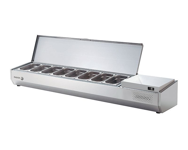 Fagor - Vitrine à ingrédients couvercle inox - Bacs GN 1/4