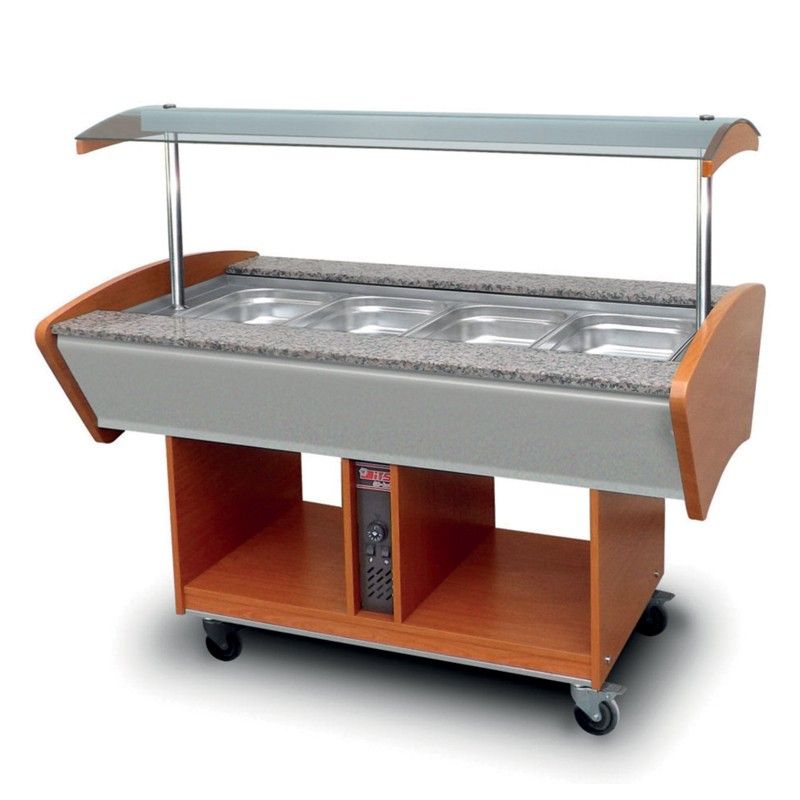 Meuble buffet chaud central 4 bacs GN 1/1