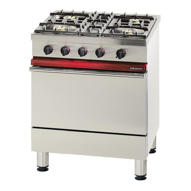Fourneau 4 feux sur four gaz GN 1/1