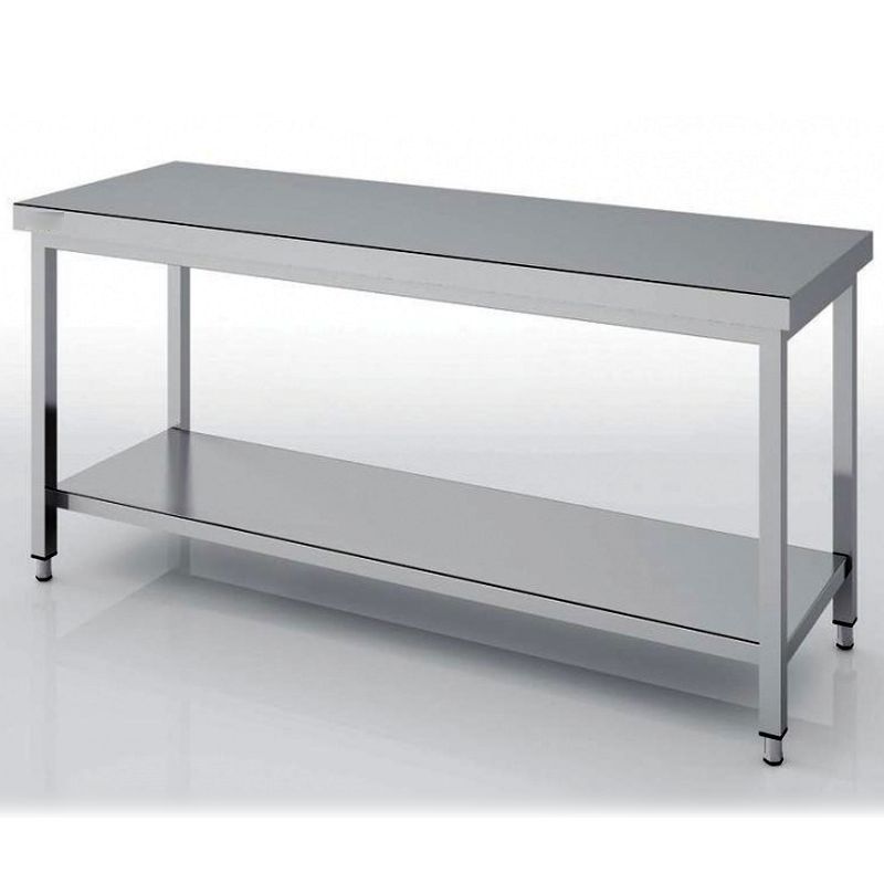 Table centrale inox largeur 700 - étagère