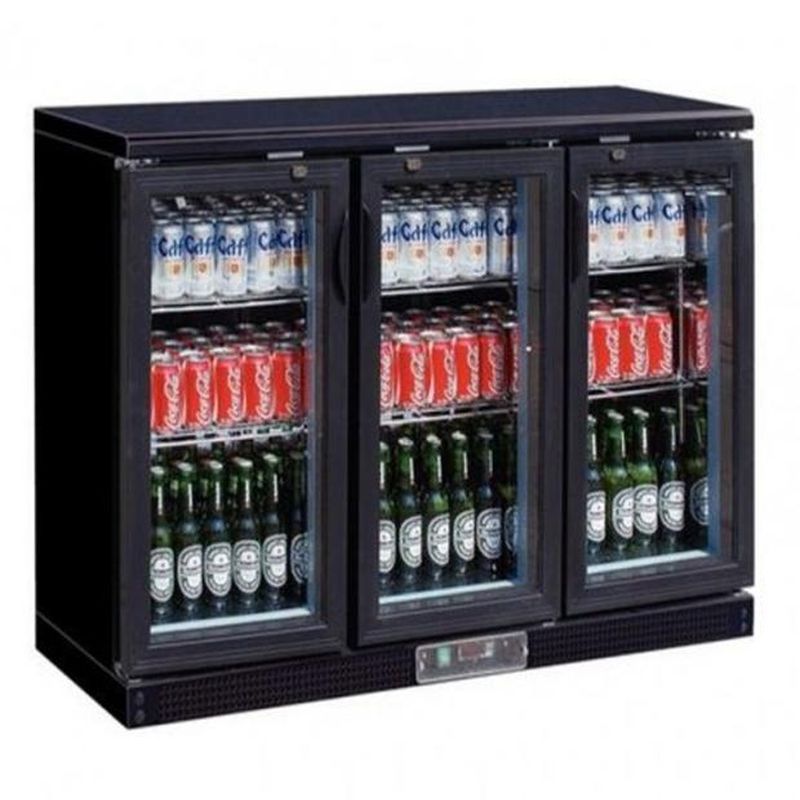 Meuble arrière bar réfrigéré 3 portes vitrées 335 litres