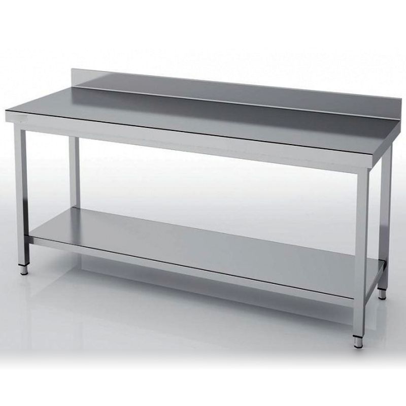 Table adossée inox largeur 700 - étagère
