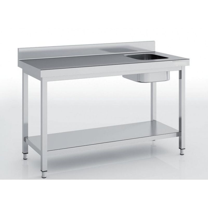 Table adossée avec bac - étagère - largeur 700