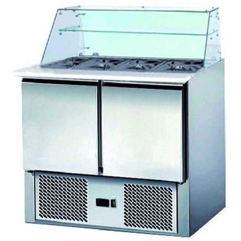 Saladette réfrigérée inox vitrée - 2 portes