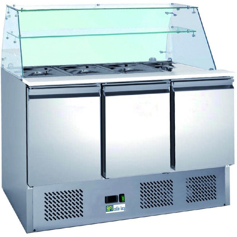 Saladette réfrigérée inox vitrée - 3 portes