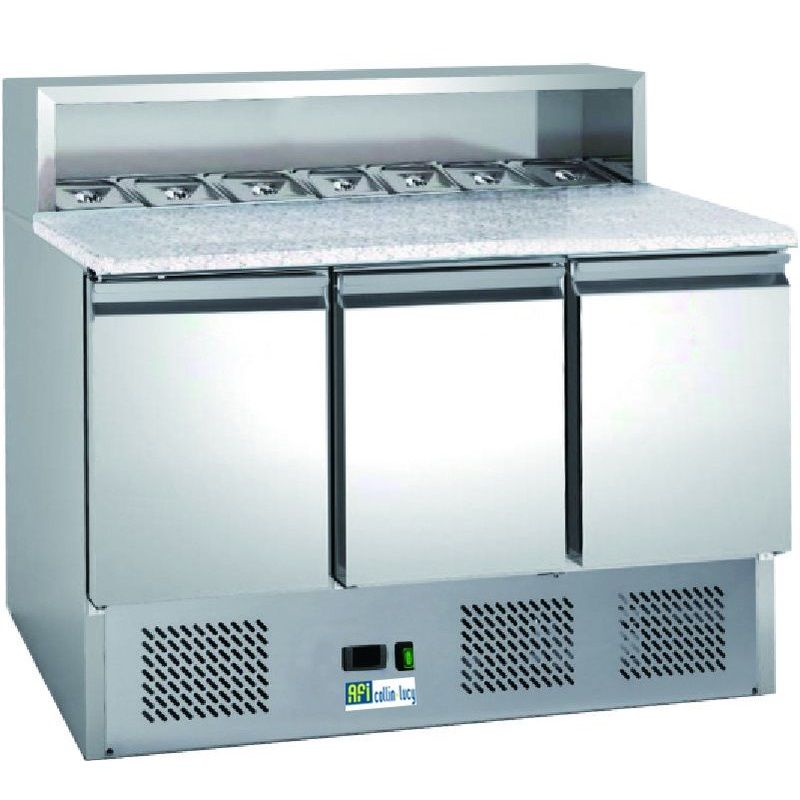 Saladette inox avec marbre - 3 portes