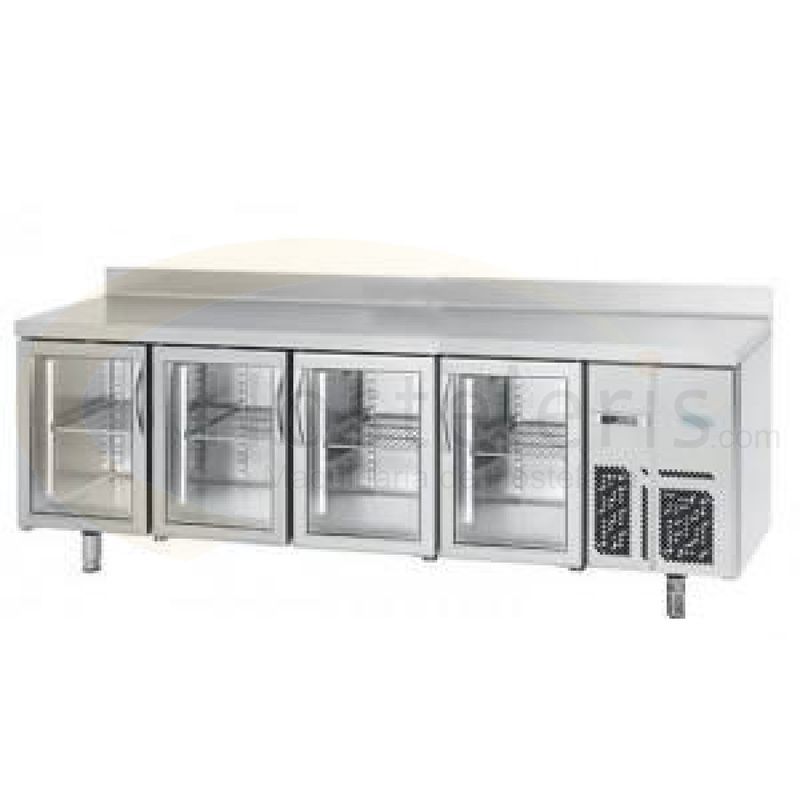Meuble arrière bar réfrigéré 4 portes vitrées