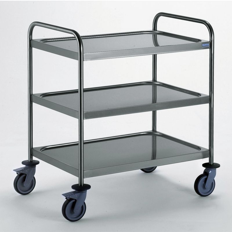Chariot de service inox 3 plateaux 800 x 530