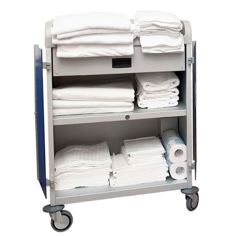 Chariot distribution linge propre à étagères