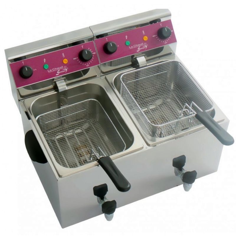 Friteuse de table 2 x 8 litres avec vidange Friteuse de table 2 x 8 litres avec vidange