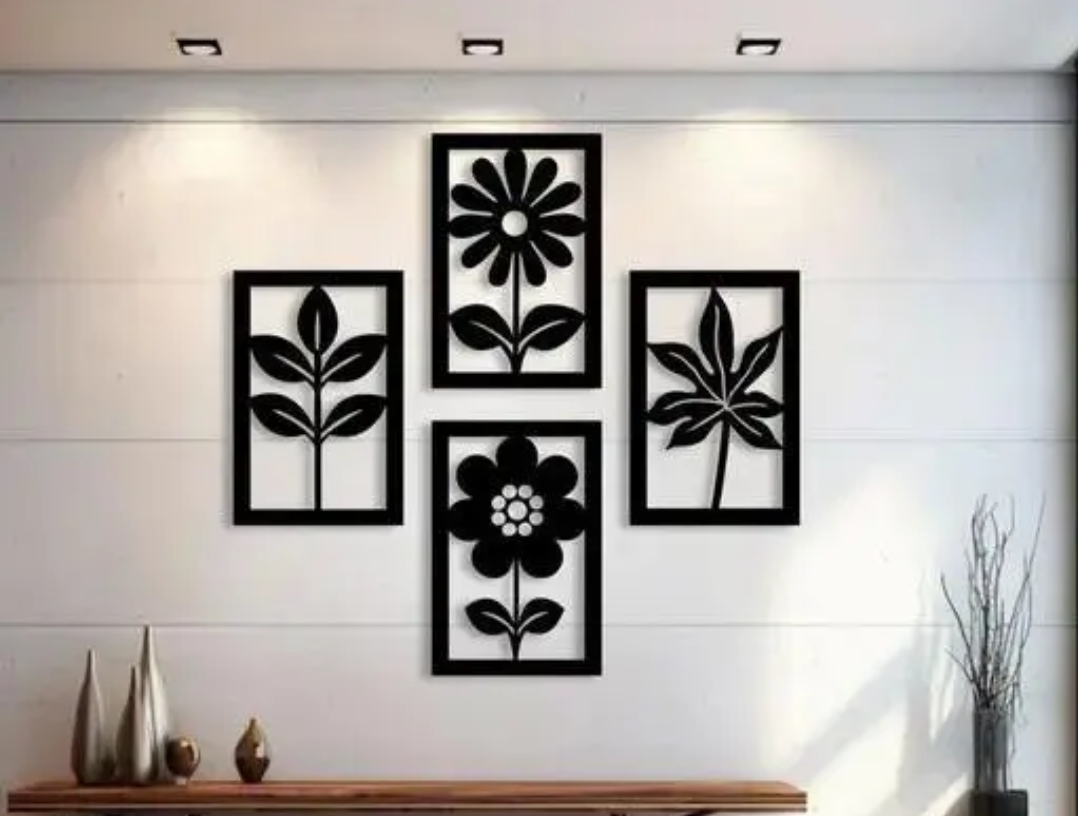 Set of 4 Flower Wall Hanging 