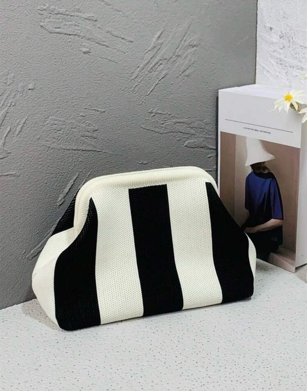 Stripped Black And White Clutch Bag