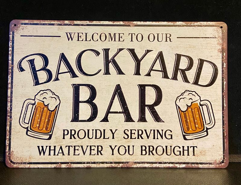 Metal Sign - Backyard Bar