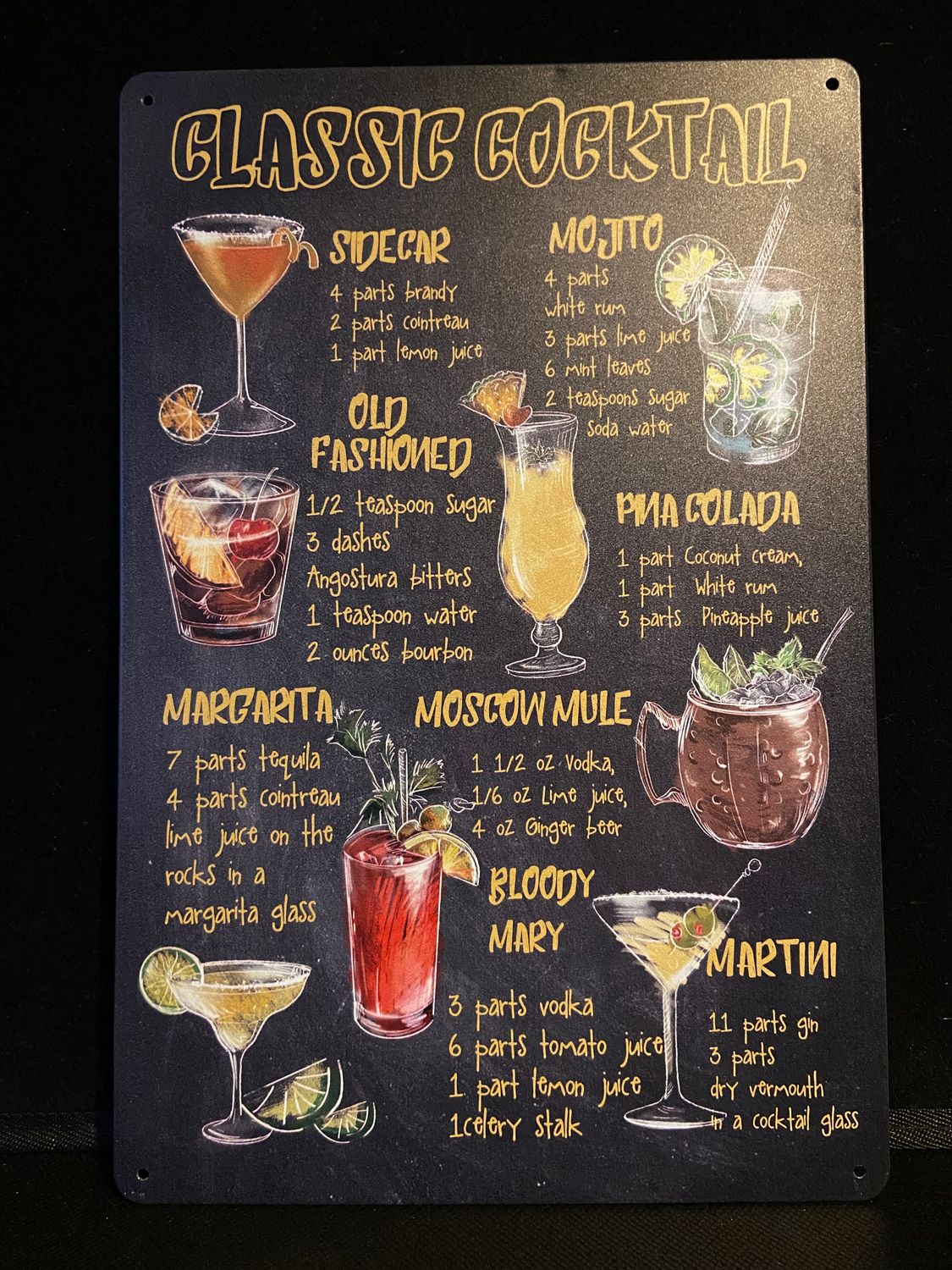 Metal Sign - Classic Cocktails
