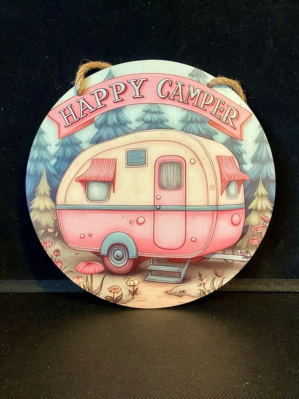 Hanging Sign. Happy Camper.