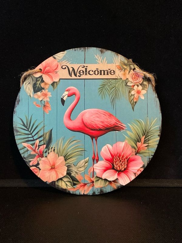Hanging Sign. Flamingo - Welcome
