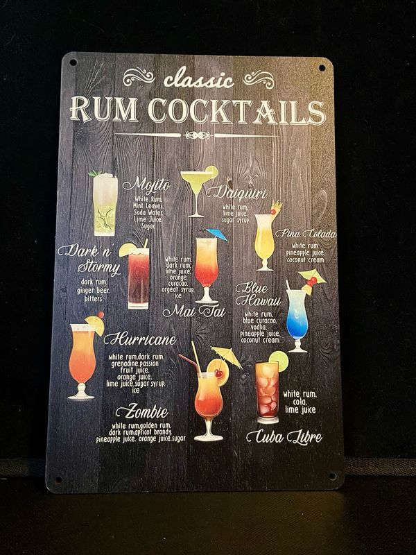 Hanging Sign. Rum Cocktails.