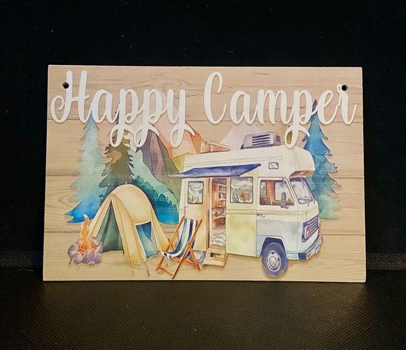 Hanging Sign. Happy Camper.