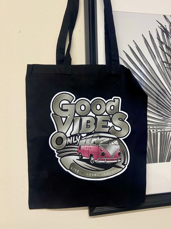 Good Vibes Only Tote Bag Black