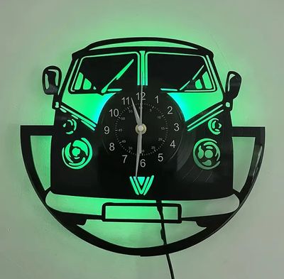 Metal Art - Camper Van Clock (with Light)